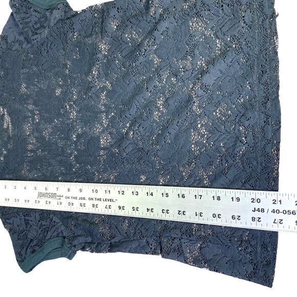 Mossimo‎ Stretch Black See Through Lace Boho Pedal Floral Crochet Shirt Size S - Picture 9 of 9
